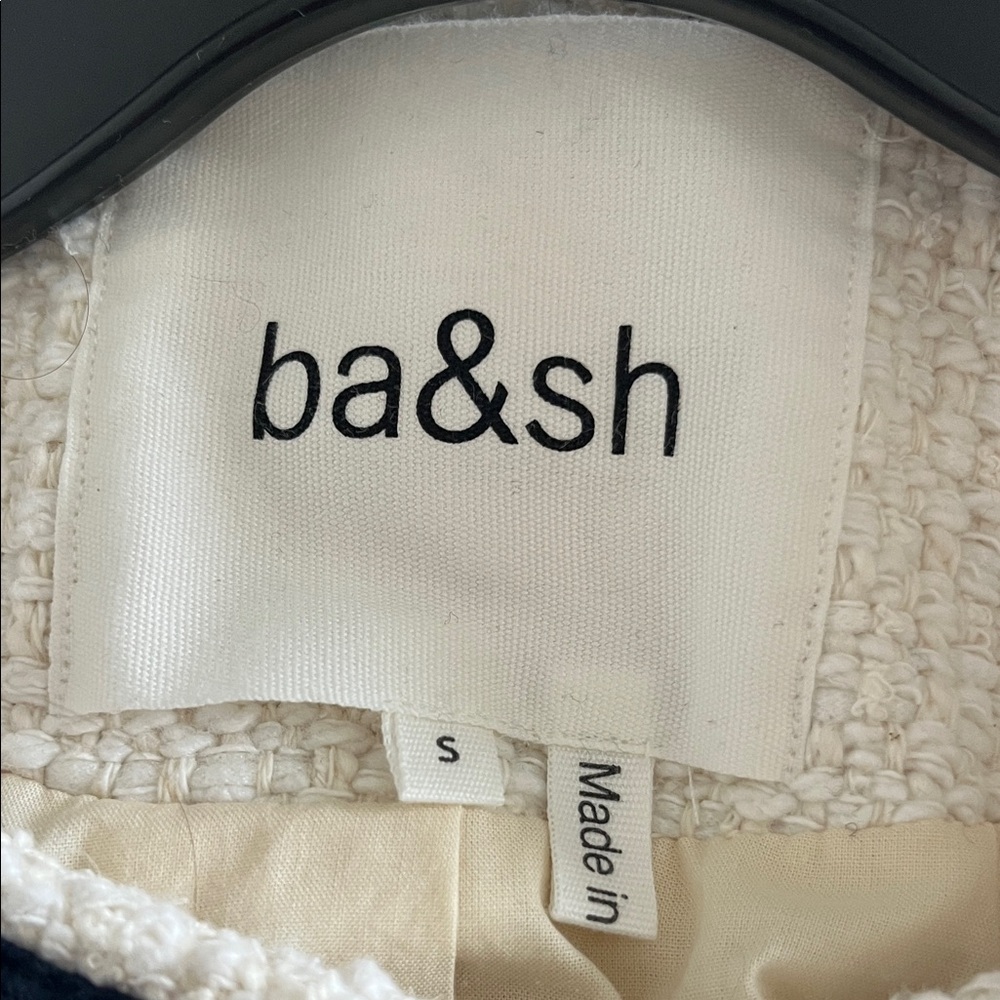 ba&sh Cream Bouclé Jacket with Black Piping - Picture 3 of 5